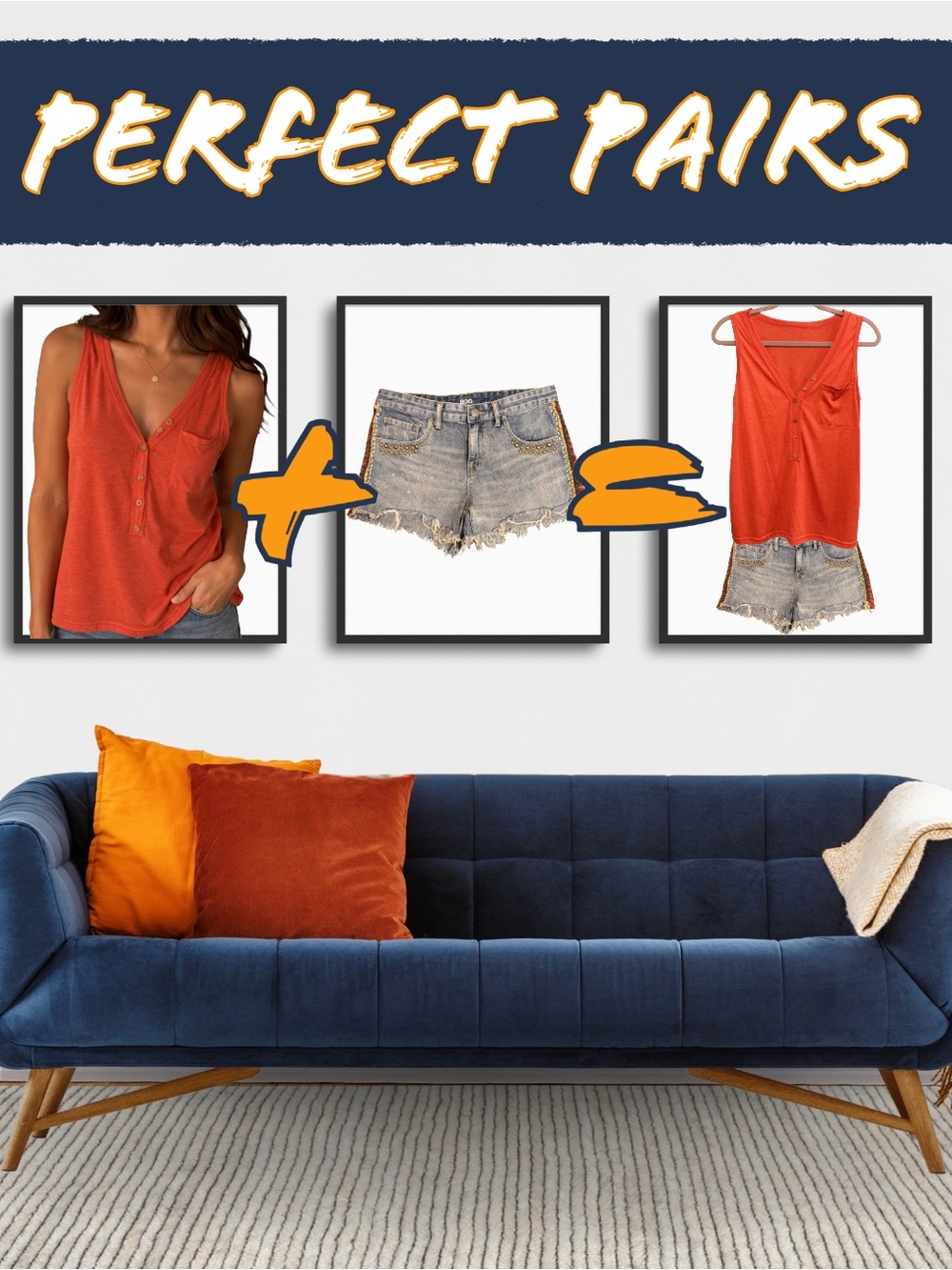 Bundle: V-Neck Tank and Embellished Cutoffs